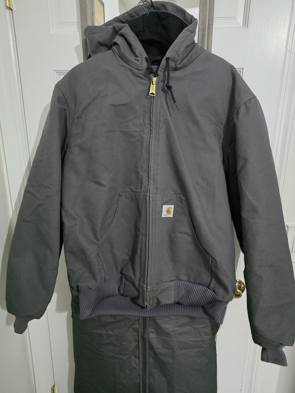 Carhartt Dark Gray Hooded Work Puffer Jacket